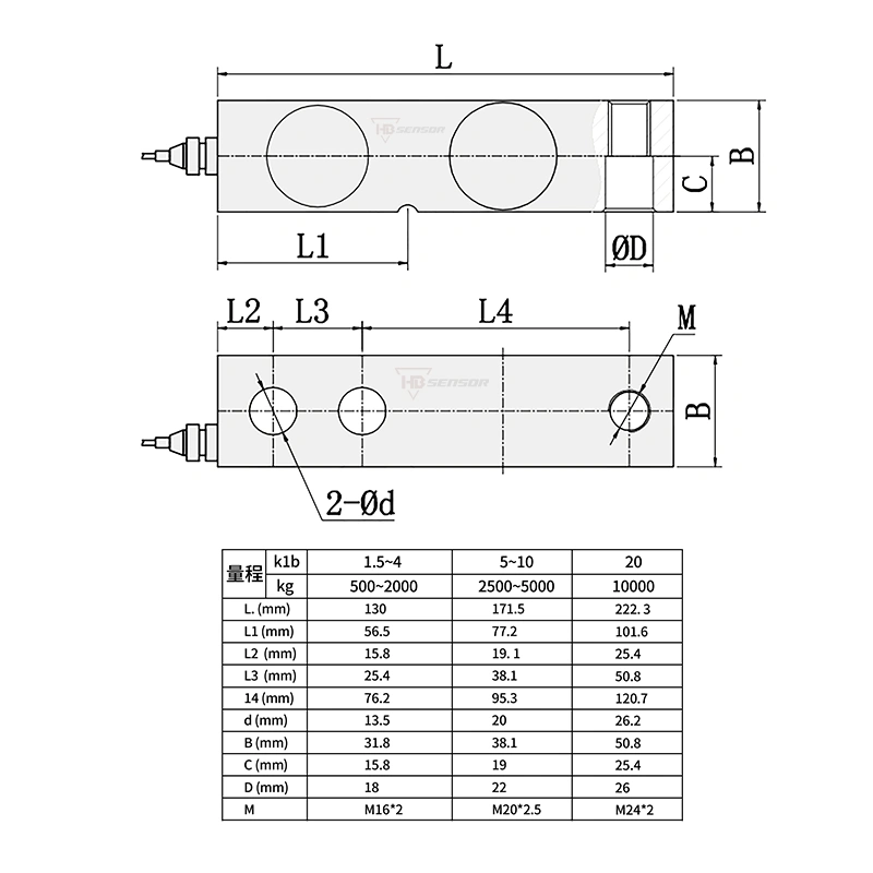 803KA Single Ended Shear Beam Alloy Steel Load Cell size