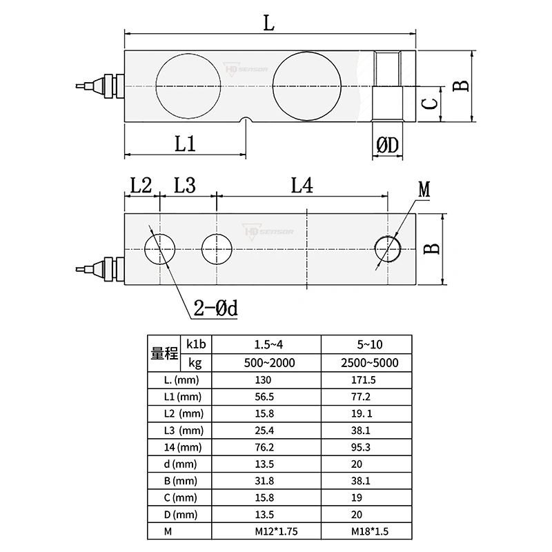 803KB Shear Beam Force Sensor Load Cell -size