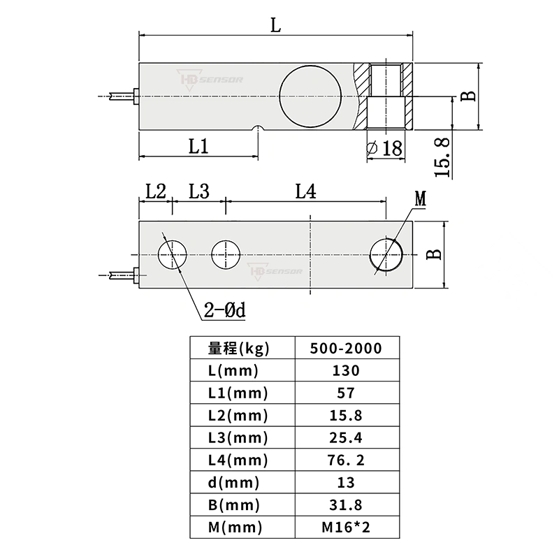 S803LG2 Floor Scales Shear Beam Alloy Steel Force Sensor Load Cell Size