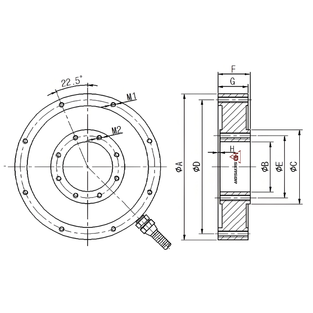 Flange Disc Reaction Static Torque Sensor SIZE 