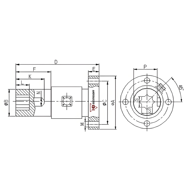 High precision, stable, Max range flange static torque sensor size
