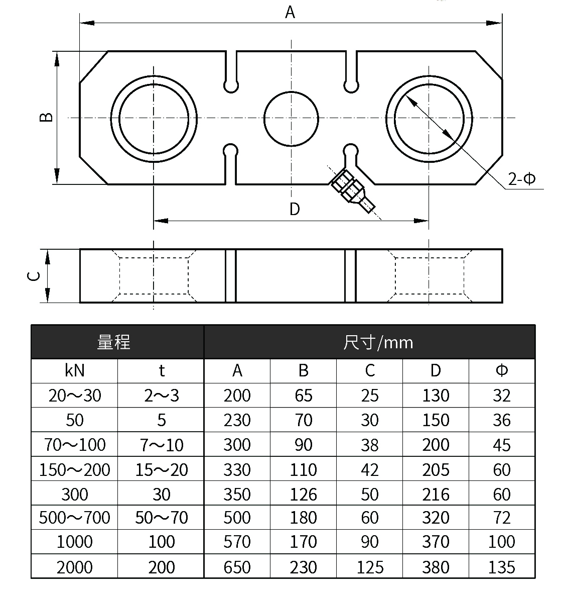 HBTLSF3007T S Type Tension Compression Load Cell Force Sensor for Crane Scales SIZE