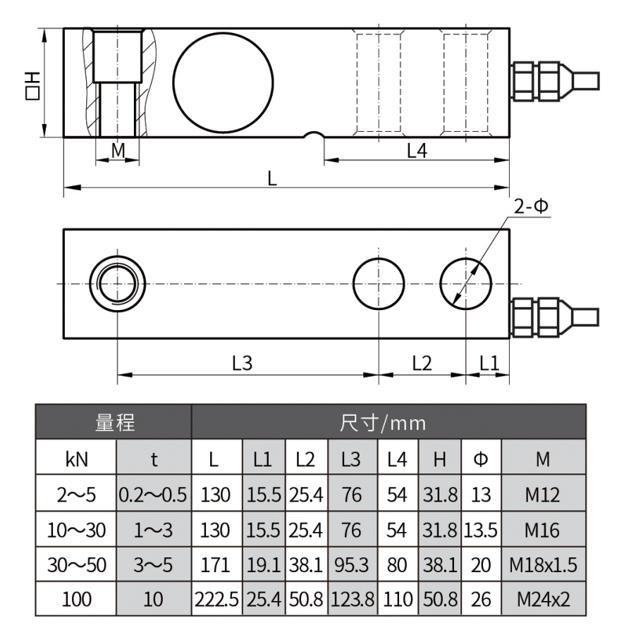 10t 称重传感器尺寸