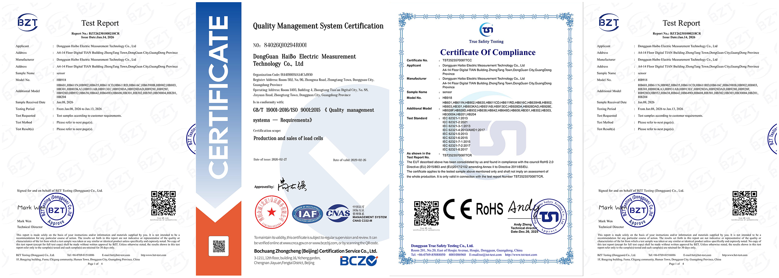 HAIBOSENSOR CERTIFICATE